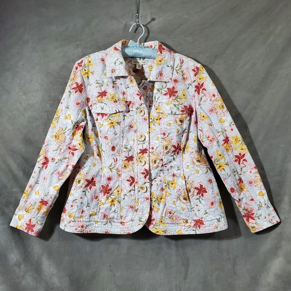 Coldwater Creek 100% Cotton Lightweight Jacket Floral Size W18